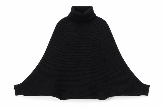 Revamped Women’s Black M Roll Neck Batwing Knit Cape Jumper