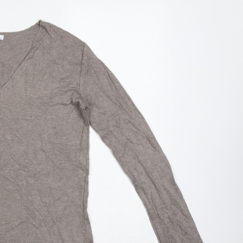 Zara Women Brown V-Neck Long Sleeve Knit Pullover Jumper Size S