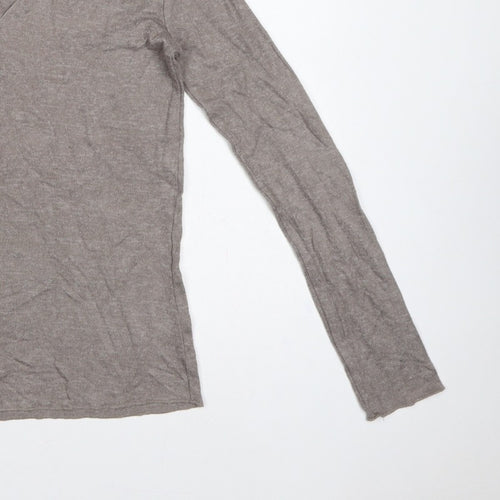 Zara Women Brown V-Neck Long Sleeve Knit Pullover Jumper Size S