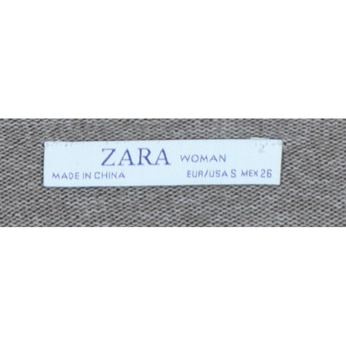 Zara Women Brown V-Neck Long Sleeve Knit Pullover Jumper Size S