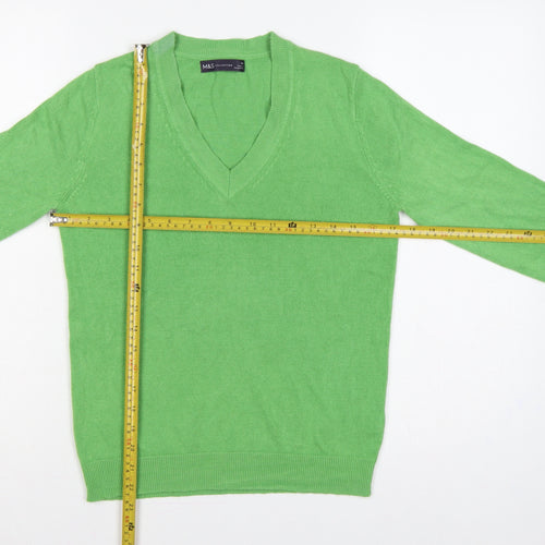 Marks & Spencer Women Green XS V-Neck Lightweight Knit Jumper