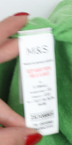 Marks & Spencer Women Green XS V-Neck Lightweight Knit Jumper