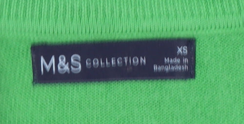 Marks & Spencer Women Green XS V-Neck Lightweight Knit Jumper