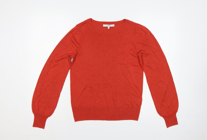 Next Women’s Orange S Fine Knit Balloon Sleeve Crew Neck Jumper