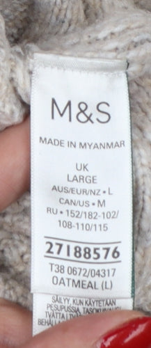 Marks and Spencer Women Beige L Cable Knit Sleeveless Jumper Vest