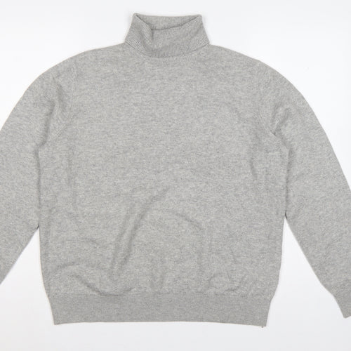 Marks & Spencer Women Grey M Roll Neck Knit Jumper Long Sleeve