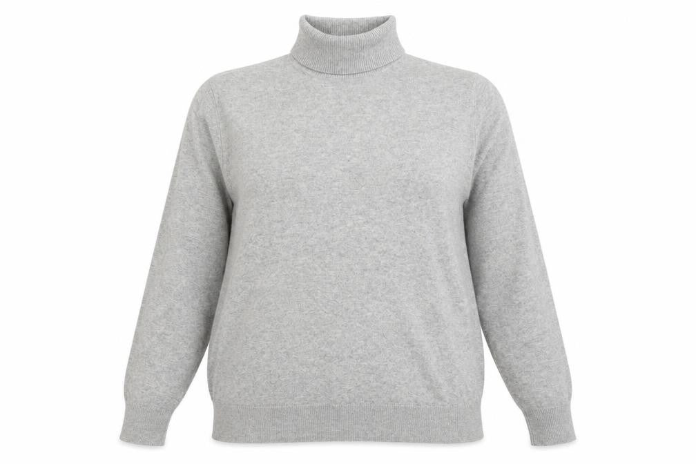 Front view of Marks & Spencer Women Grey M Roll Neck Knit Jumper Long Sleeve