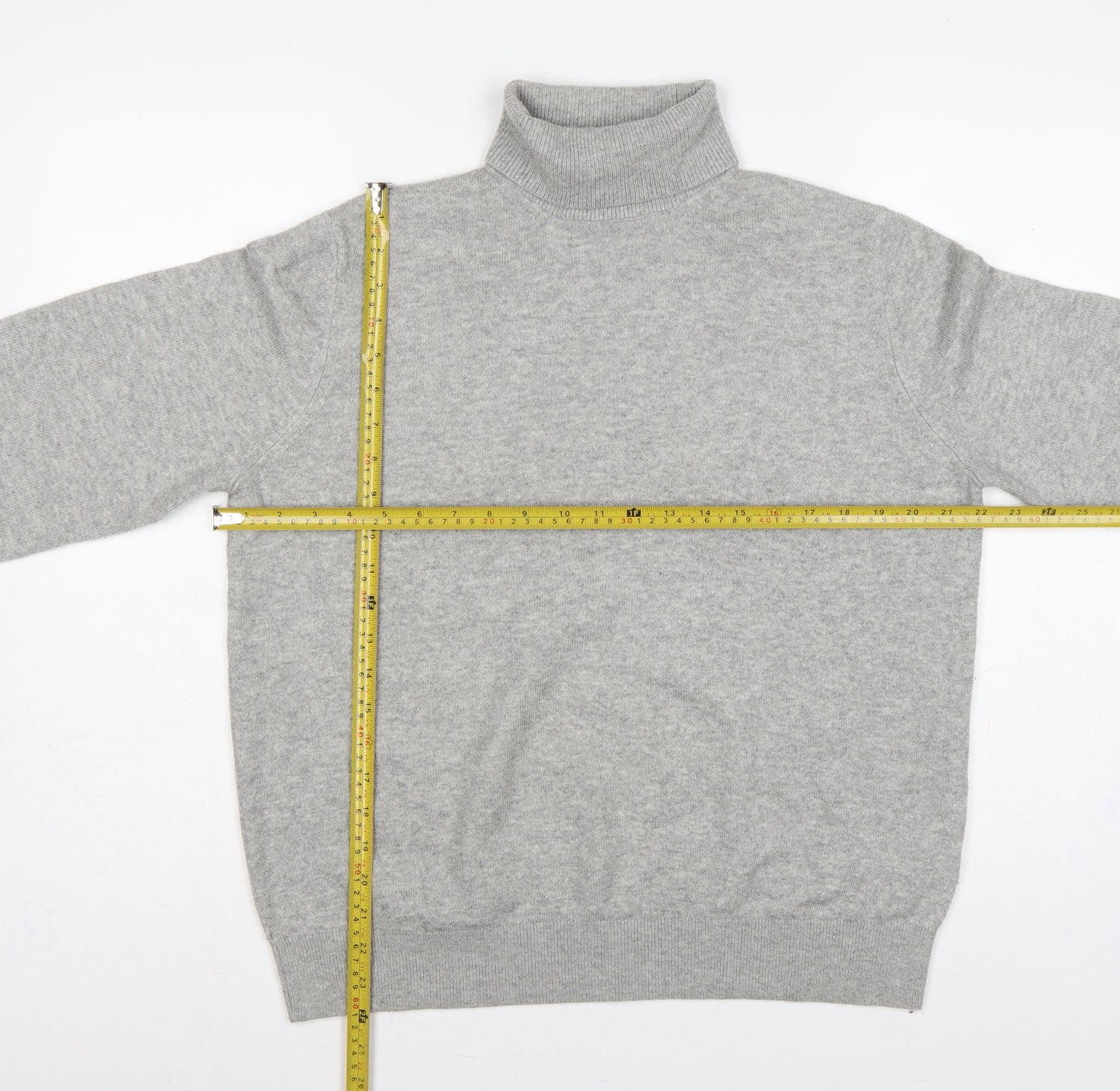 Marks & Spencer Women Grey M Roll Neck Knit Jumper Long Sleeve
