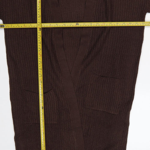 In The Style Women Brown Size 12 Chunky Knit Open Long Cardigan