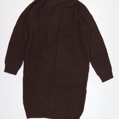In The Style Women Brown Size 12 Chunky Knit Open Long Cardigan