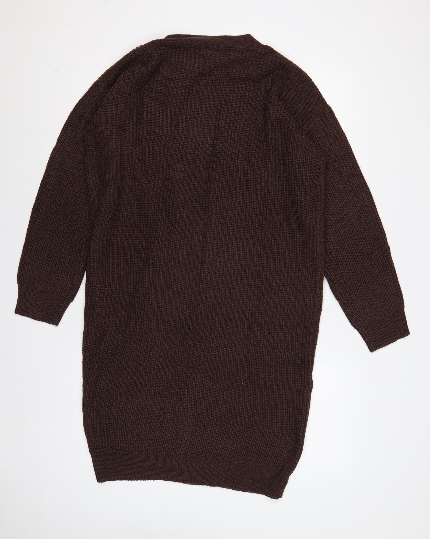 In The Style Women Brown Size 12 Chunky Knit Open Long Cardigan