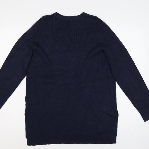 Marks & Spencer Women’s Navy V-Neck Ribbed Knit Jumper Size 12
