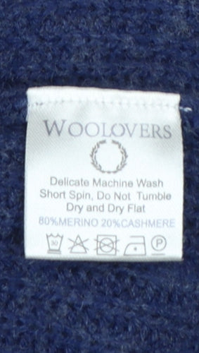 WoolOvers Women’s Blue L Merino Cashmere V-Neck Knit Pullover Jumper