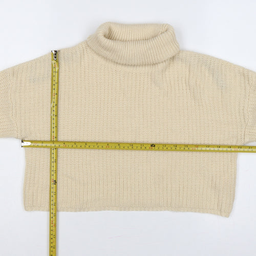 Missguided Women Ivory UK 8 Roll Neck Chunky Knit Cropped Jumper