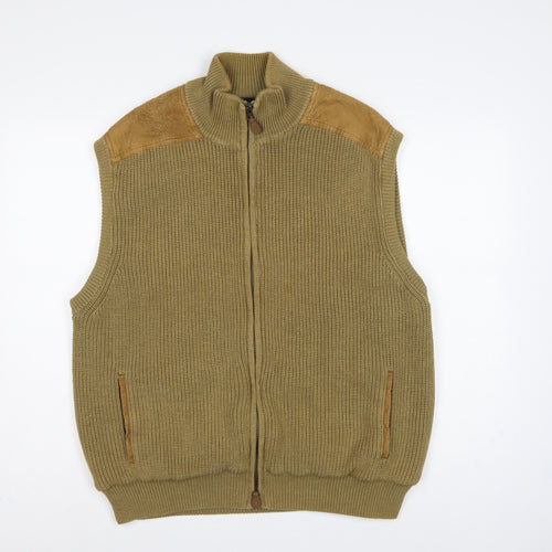 Orvis Men’s Beige XL Full Zip Cotton Knit Outdoor Vest