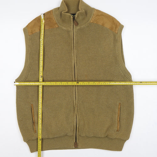 Orvis Men’s Beige XL Full Zip Cotton Knit Outdoor Vest