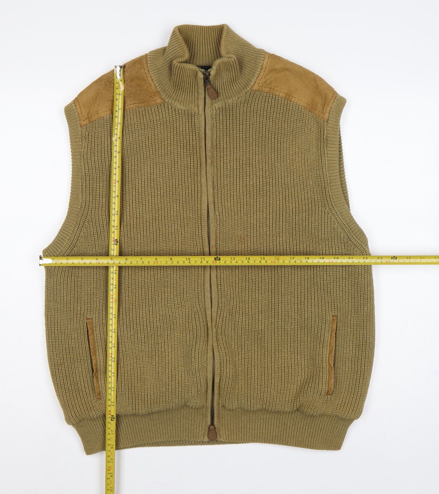Orvis Men’s Beige XL Full Zip Cotton Knit Outdoor Vest