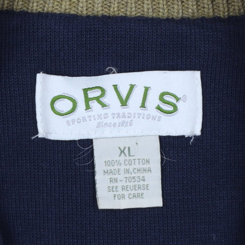 Orvis Men’s Beige XL Full Zip Cotton Knit Outdoor Vest