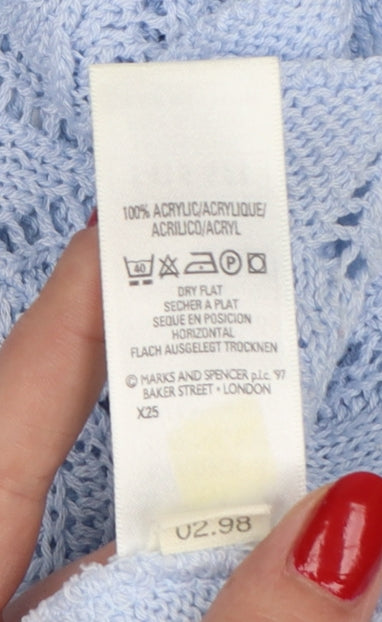 St Michael M&S Women Blue UK 22 Open Knit Short Sleeve Jumper