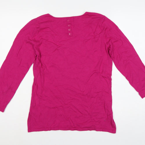 Next Women’s Pink Size 10 Cotton Boat Neck Long Sleeve Pullover Jumper