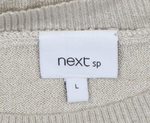 Next SP Women’s Beige Glitter Knit Crew Neck Raglan Jumper L UK 16