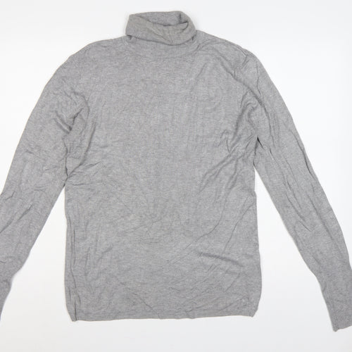 Zara Women Grey XL Roll Neck Long Sleeve Knit Pullover Jumper