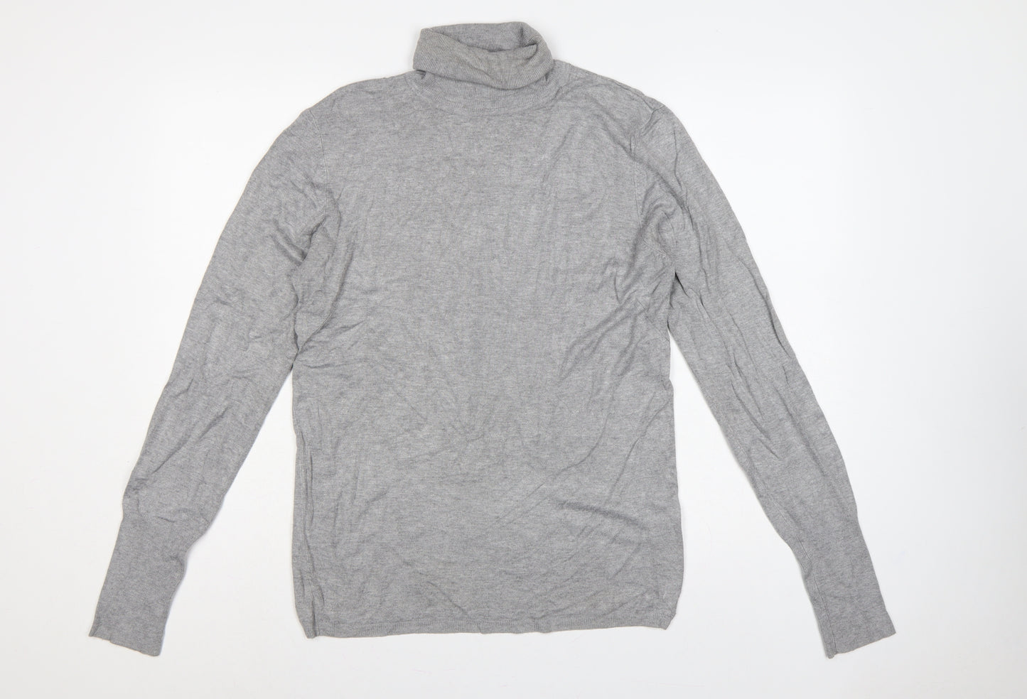 Zara Women Grey XL Roll Neck Long Sleeve Knit Pullover Jumper