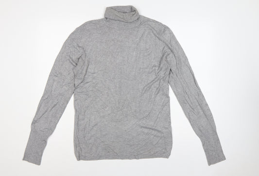 Zara Women Grey XL Roll Neck Long Sleeve Knit Pullover Jumper