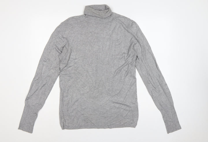 Zara Women Grey XL Roll Neck Long Sleeve Knit Pullover Jumper