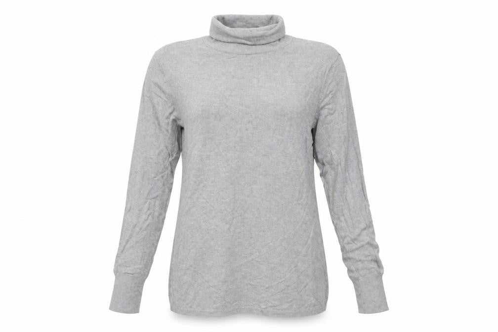Front view of Zara Women Grey XL Roll Neck Long Sleeve Knit jumper