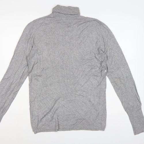 Zara Women Grey XL Roll Neck Long Sleeve Knit Pullover Jumper