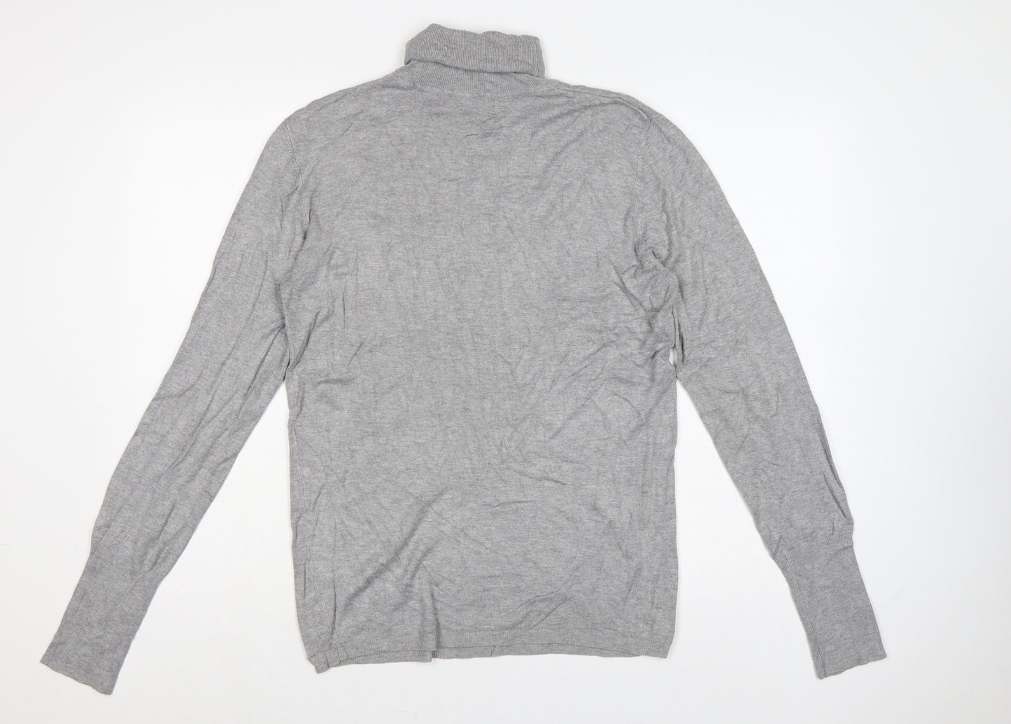 Zara Women Grey XL Roll Neck Long Sleeve Knit Pullover Jumper