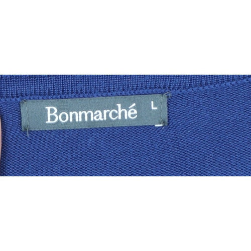 Bonmarché Women Blue L Cable Knit Argyle Round Neck Jumper