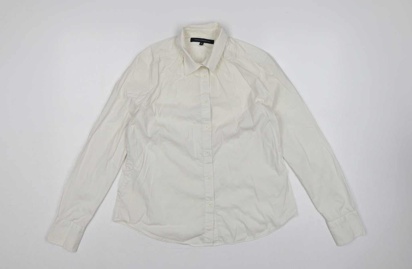 French Connection Women Ivory Size 16 Classic Long Sleeve Shirt
