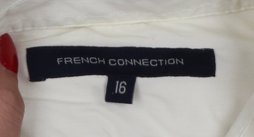 French Connection Women Ivory Size 16 Classic Long Sleeve Shirt