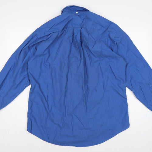 Tommy Hilfiger Men’s Blue Large Cotton Button-Down Long Sleeve Shirt