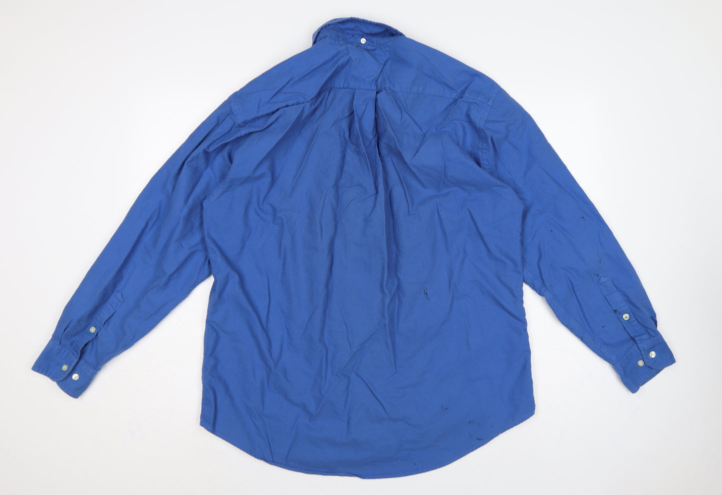 Tommy Hilfiger Men’s Blue Large Cotton Button-Down Long Sleeve Shirt