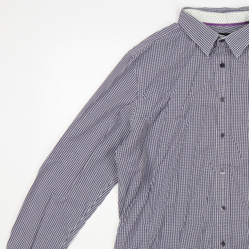 Additional view of Jeff Banks Men’s Blue Check Button-Down Long Sleeve Shirt L