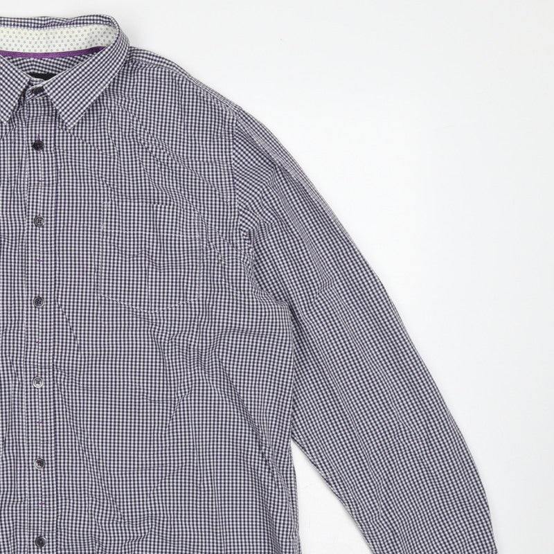 Additional view of Jeff Banks Men’s Blue Check Button-Down Long Sleeve Shirt L