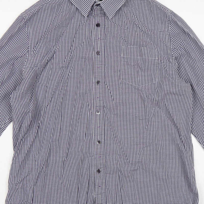 Additional view of Jeff Banks Men’s Blue Check Button-Down Long Sleeve Shirt L