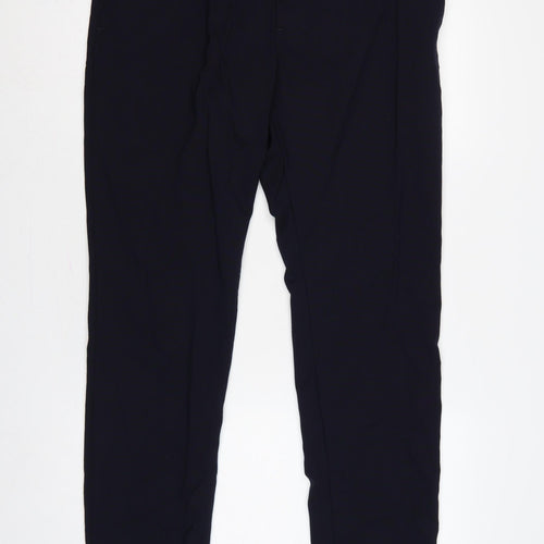 Zara Men’s Blue 34 Wool Flat Front Straight Dress Trousers