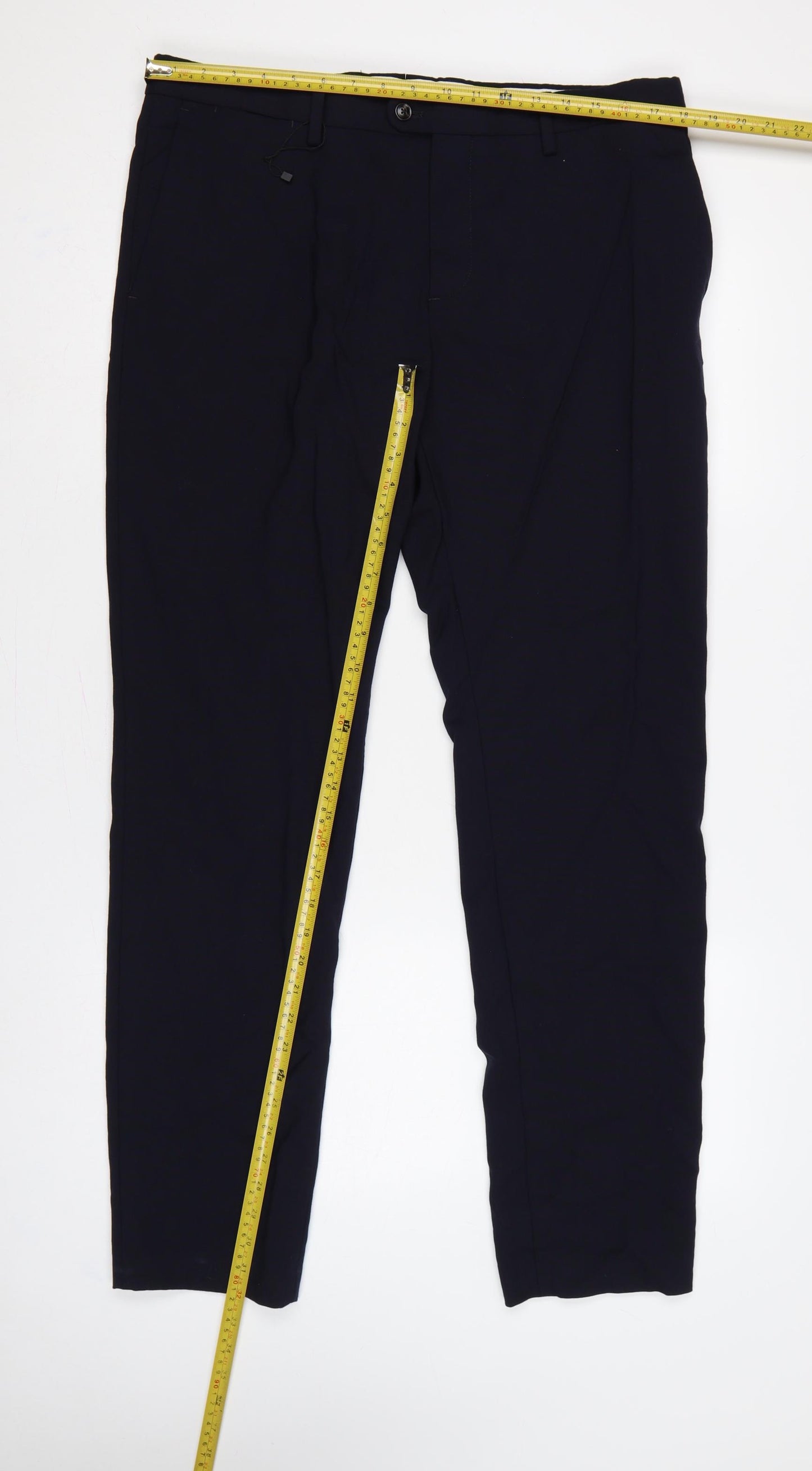 Zara Men’s Blue 34 Wool Flat Front Straight Dress Trousers