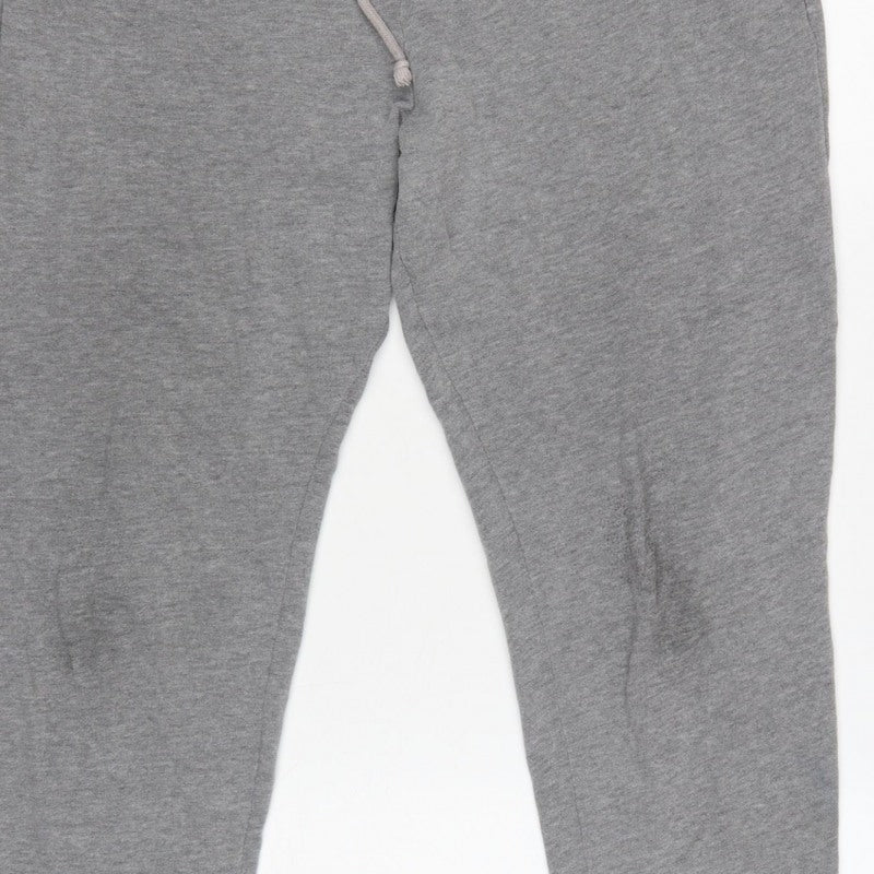Hollister Women Grey L Jogger Sweatpants Elastic Waist Pockets Logo