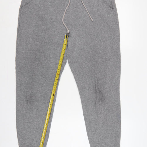 Hollister Women Grey L Jogger Sweatpants Elastic Waist Pockets Logo