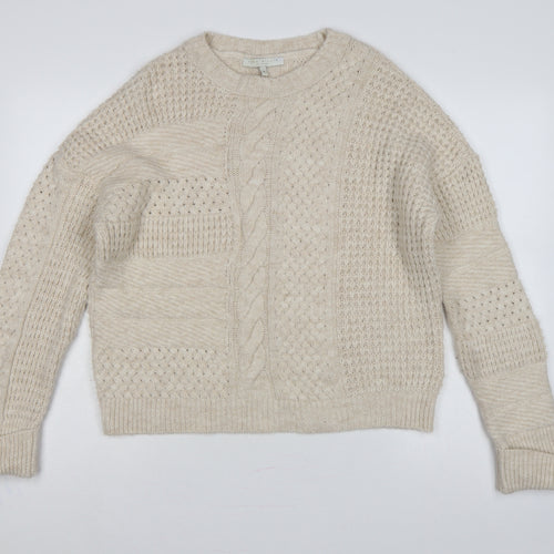 Emma Willis Women Ivory M Cable Knit Crew Neck Jumper