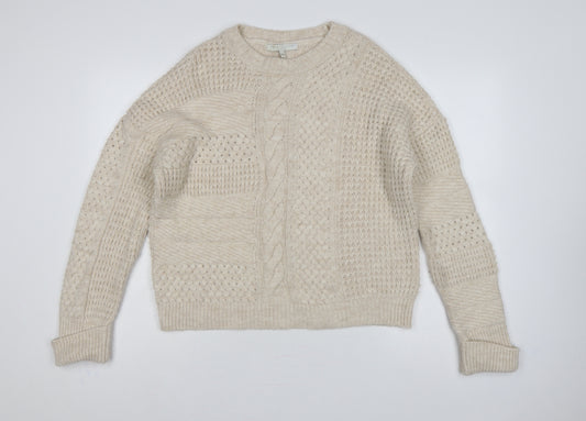 Emma Willis Women Ivory M Cable Knit Crew Neck Jumper