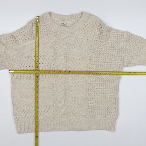 Emma Willis Women Ivory M Cable Knit Crew Neck Jumper