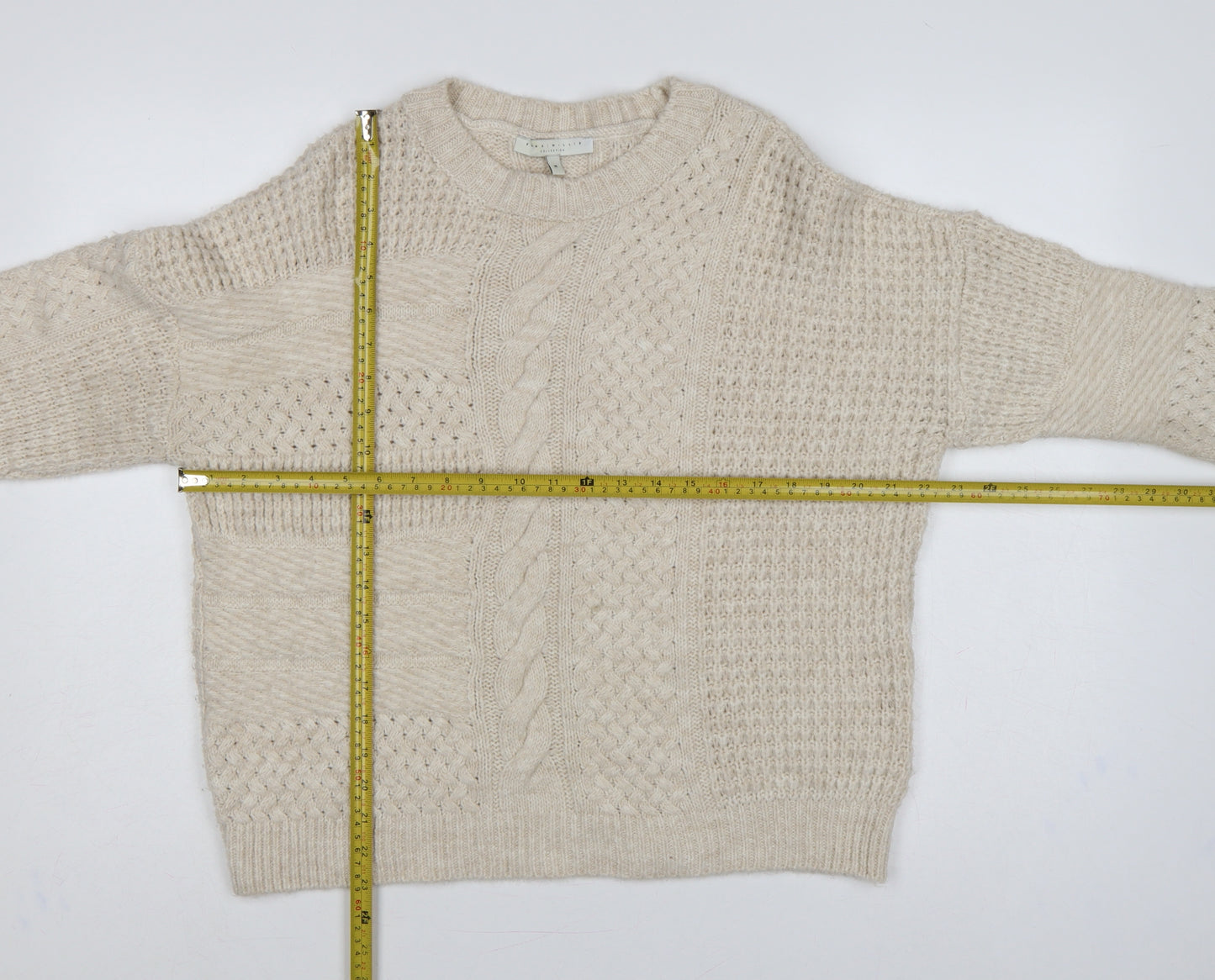 Emma Willis Women Ivory M Cable Knit Crew Neck Jumper
