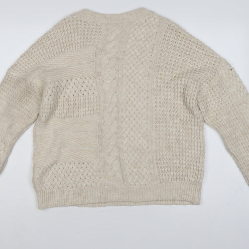 Emma Willis Women Ivory M Cable Knit Crew Neck Jumper