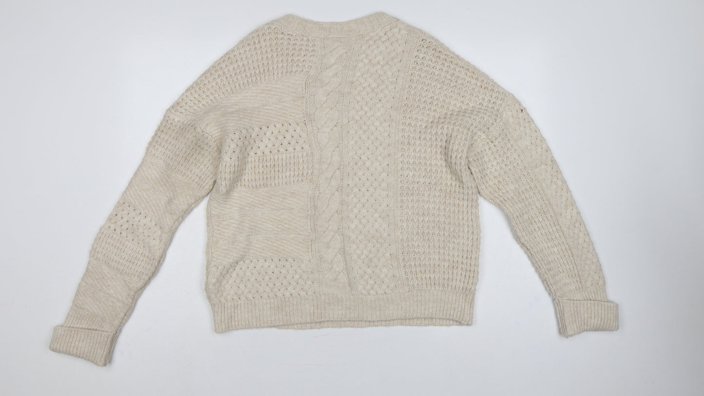 Emma Willis Women Ivory M Cable Knit Crew Neck Jumper